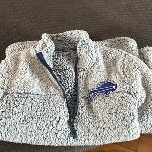 BUFFALO BILLS WOMENS GREY SHERPA QTR ZIP